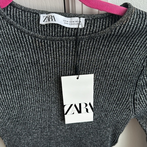 Zara NWT cropped long sleeve sparkly top. - Picture 3 of 7